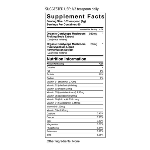 Cordyceps Certified Organic Mushroom Extract Powder - Image 2