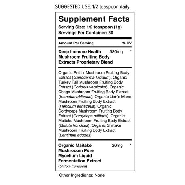Deep Immune Health Certified Organic Mushroom Extract Powder Blend - Image 3