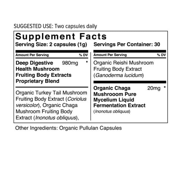 Deep Digestive Health Certified Organic Mushroom Extract Blend Capsules - Image 3