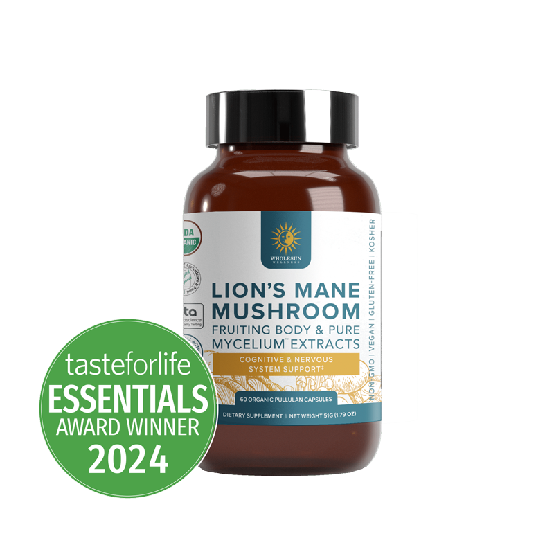 Lion's Mane Certified Organic Mushroom Extract Capsules - WholeSun Wellness