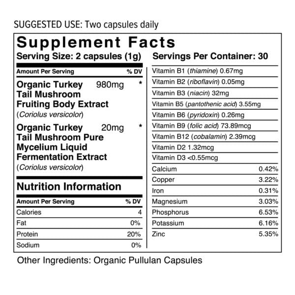Turkey Tail Certified Organic Mushroom Extract Capsules - Image 3