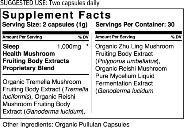 Sleep Health Certified Organic Mushroom Extract Blend Capsules - Image 3